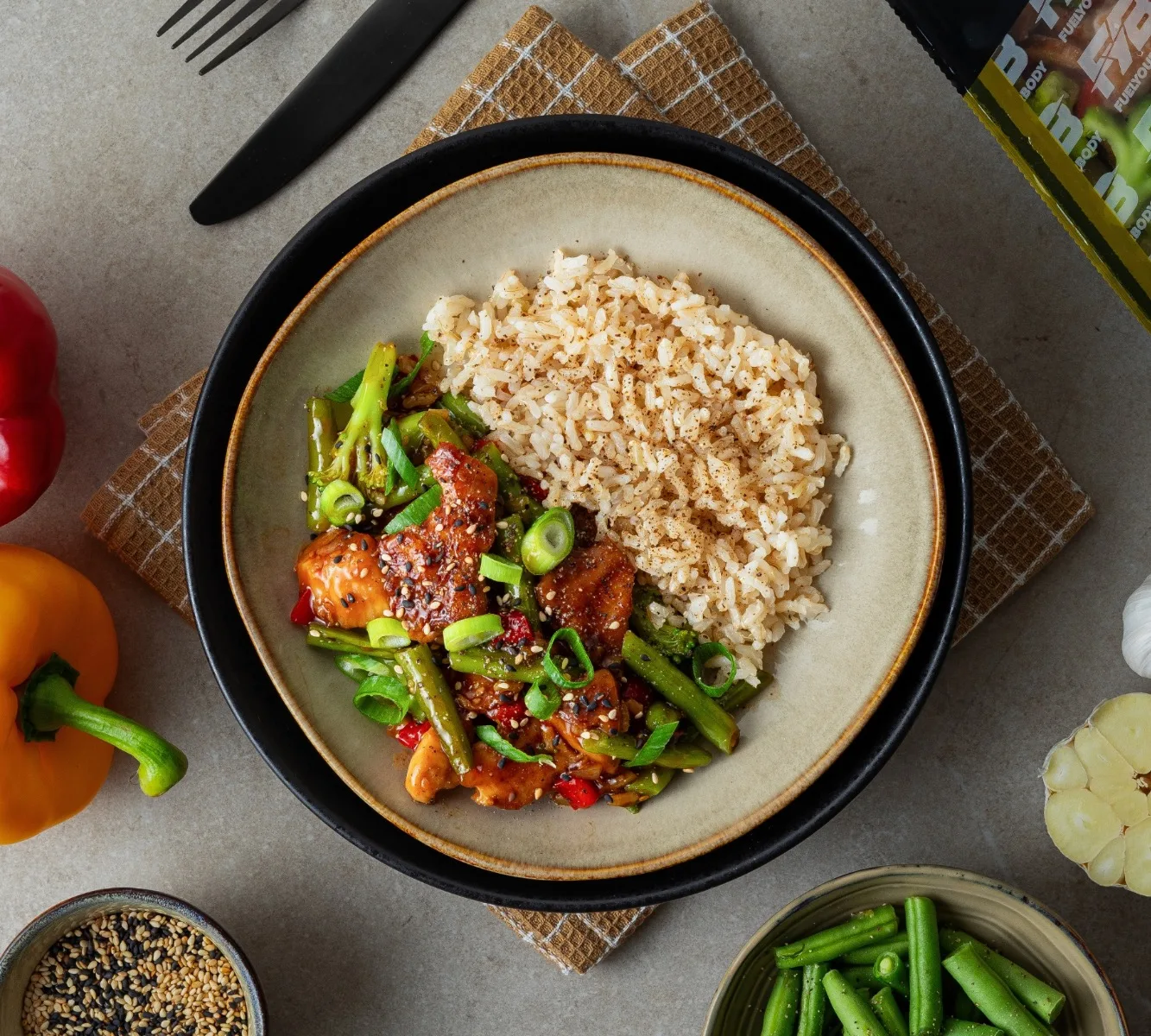 Zilvervliesrijst - Kip Teriyaki - Wok Groenten