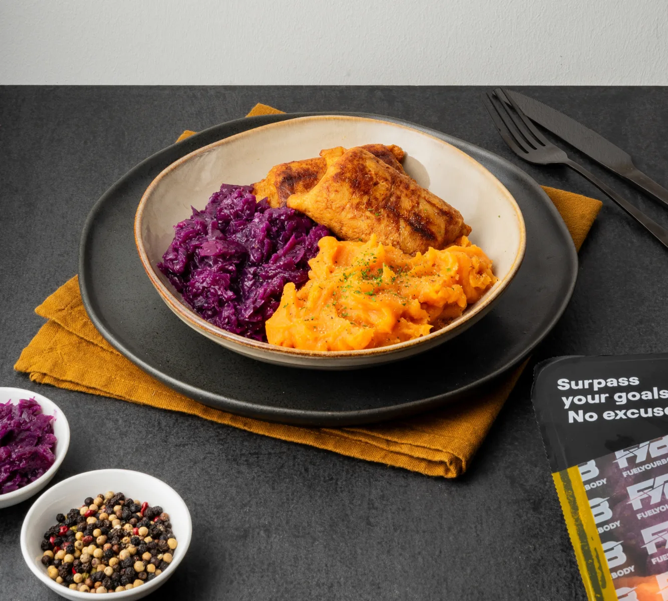 Zoete Aardappelpuree - Kipvink - Rode Kool (met kruiden) [BULK]