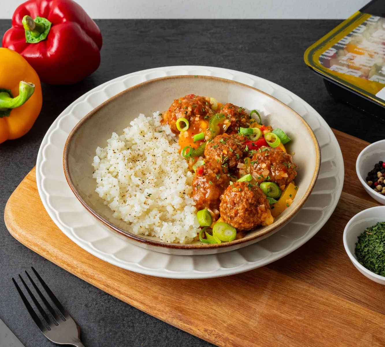 Bloemkoolrijst - Sweet Chilli Meatballs - Paprika & ui [LOWCARB] 